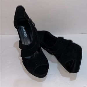Antioch Designer Black Velvet Platform Pumps